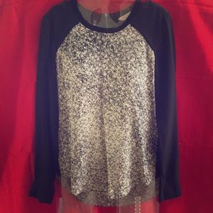 Rebecca Taylor pure silk black and white blouse,